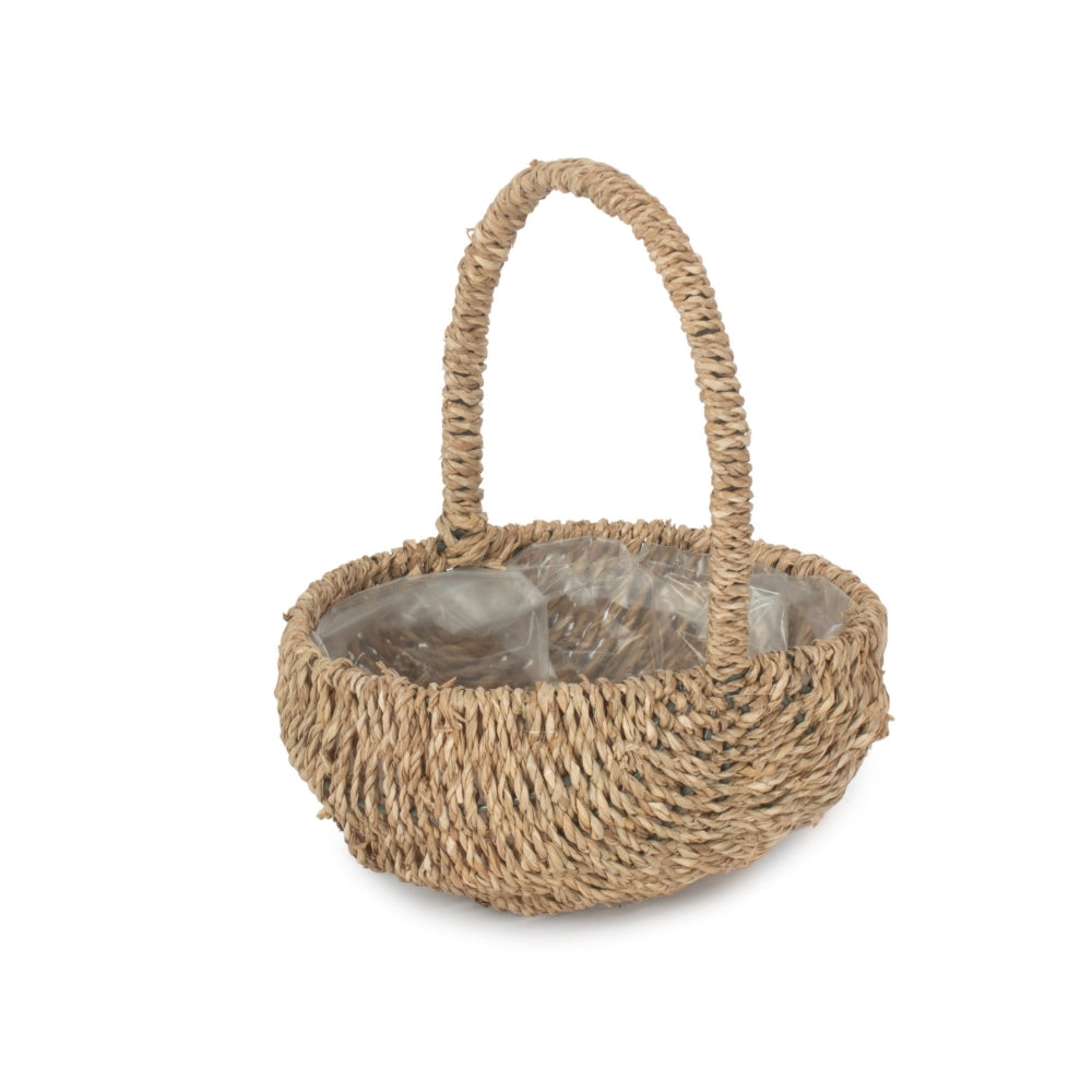 Red Hamper Oval Seagrass Flower Basket