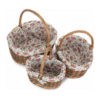 Red Hamper Oval Unpeeled Willow Shopping Basket With Garden Rose Lining