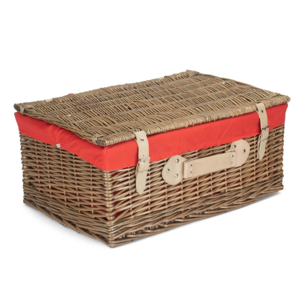 Red Hamper 56cm Antique Wash Picnic Wicker Basket