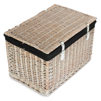 Red Hamper 60cm White Wash Chest Picnic Wicker Basket