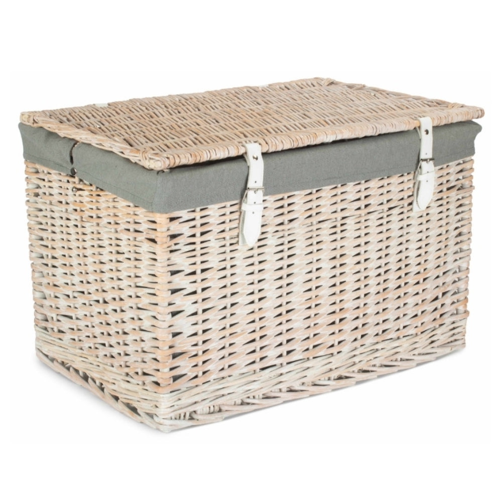 Red Hamper 60cm White Wash Chest Picnic Wicker Basket