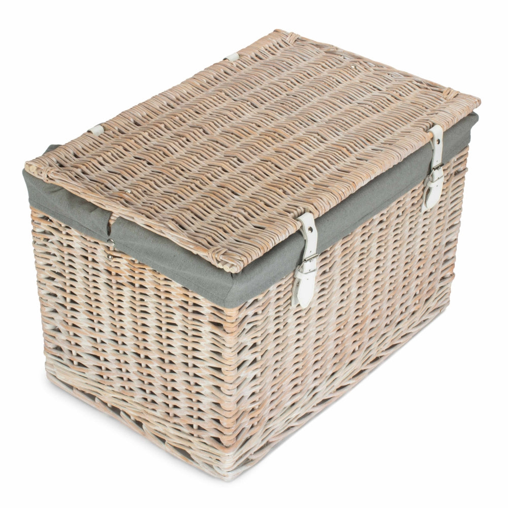 Red Hamper 60cm White Wash Chest Picnic Wicker Basket