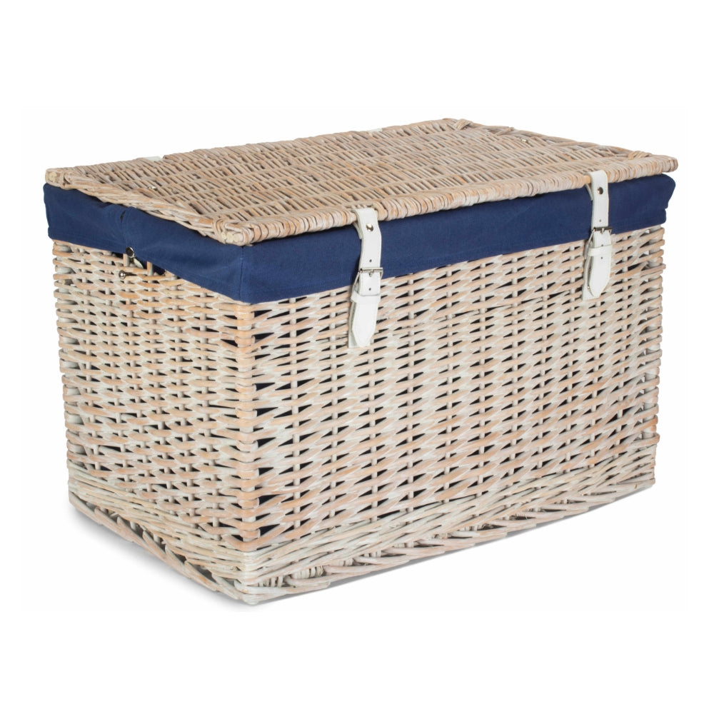 Red Hamper 60cm White Wash Chest Picnic Wicker Basket