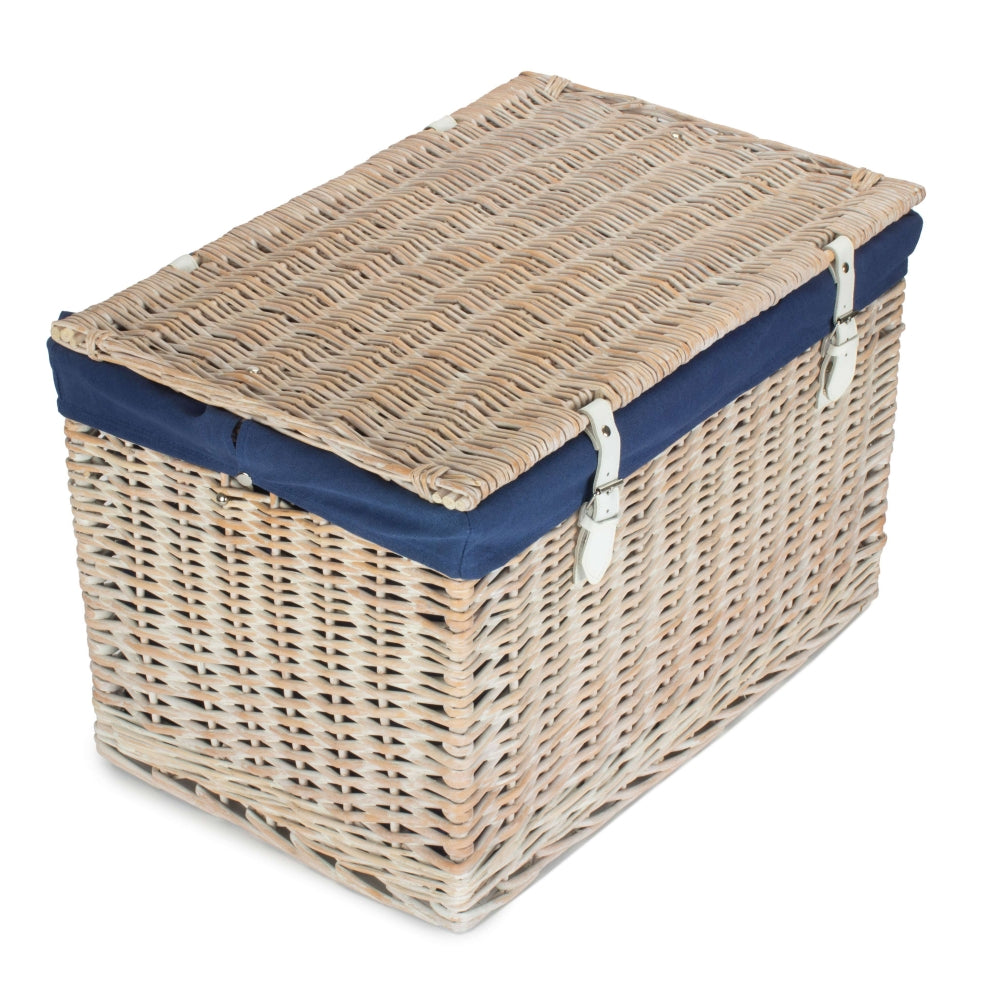 Red Hamper 60cm White Wash Chest Picnic Wicker Basket