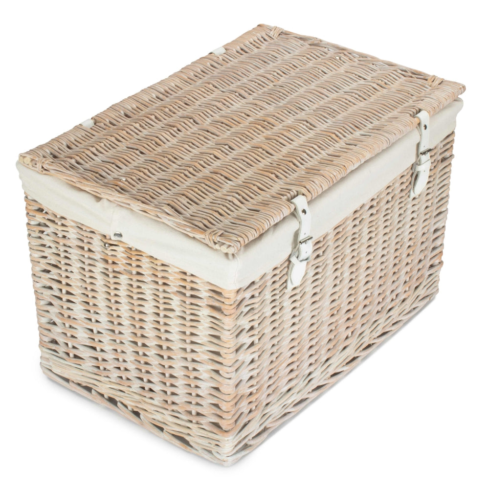 Red Hamper 60cm White Wash Chest Picnic Wicker Basket