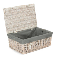 Red Hamper 35cm Empty Wicker Whitewash Picnic Basket