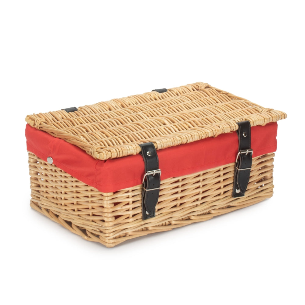 Red Hamper 36cm Buff Wicker Empty Picnic Basket