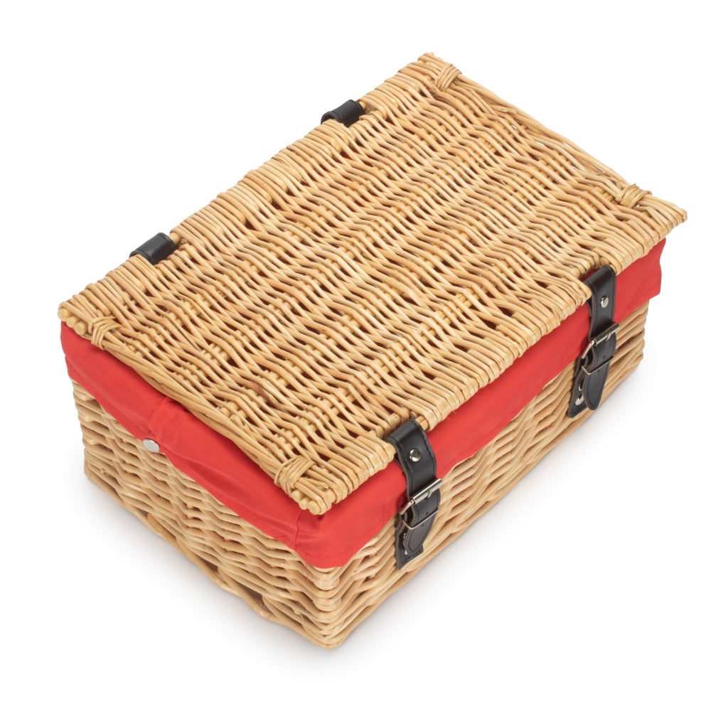 Red Hamper 36cm Buff Wicker Empty Picnic Basket