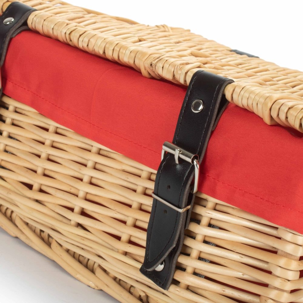 Red Hamper 36cm Buff Wicker Empty Picnic Basket