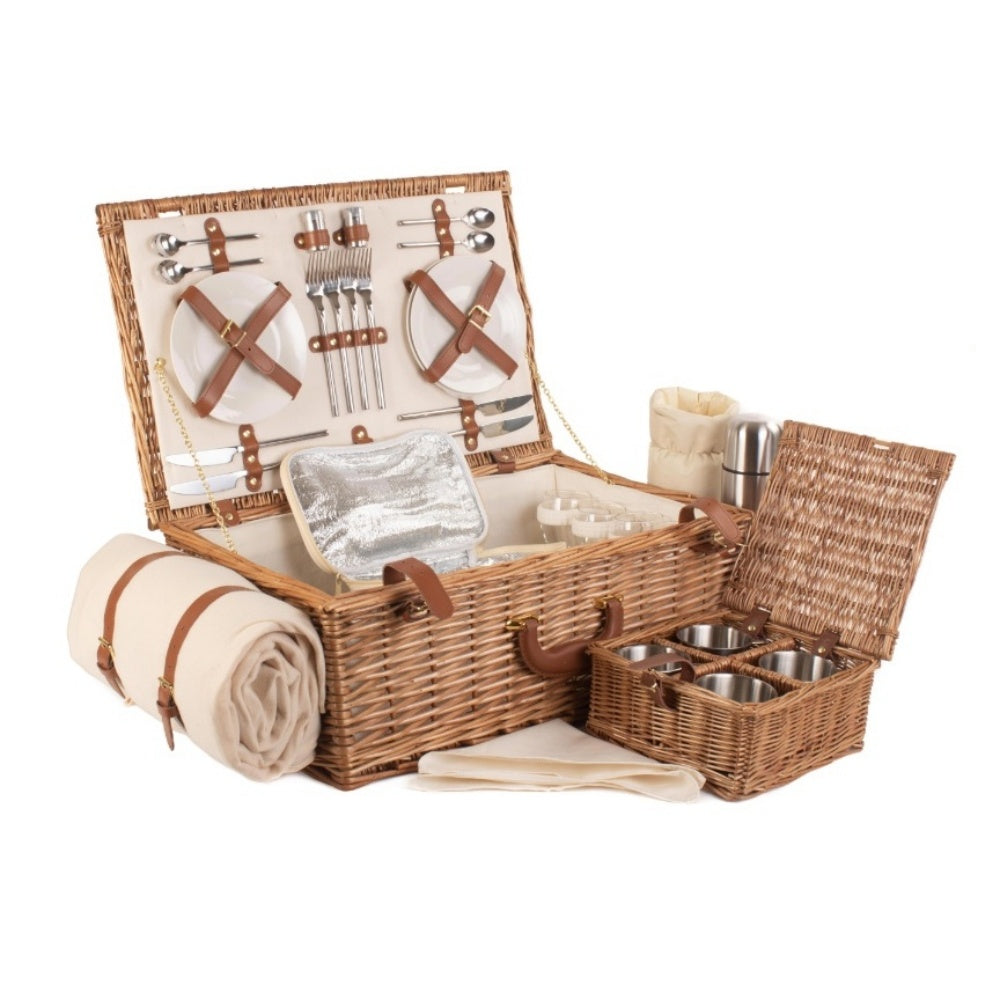 Deluxe Fully Fitted Traditional Wicker Picnic Basket