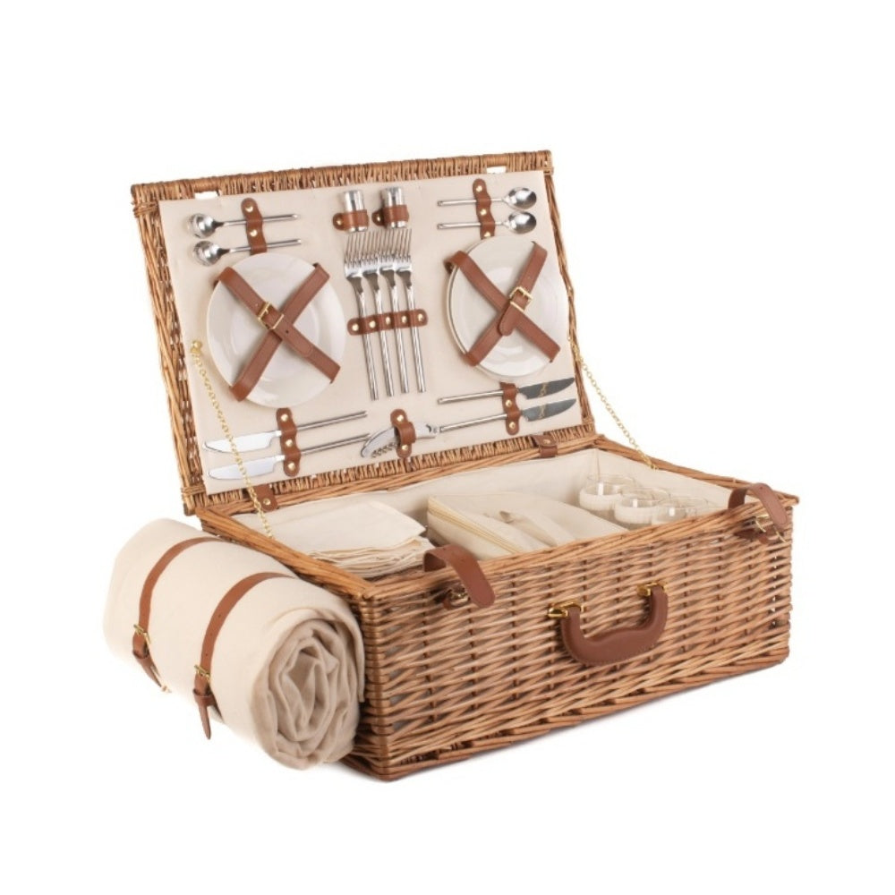 Deluxe Fully Fitted Traditional Wicker Picnic Basket