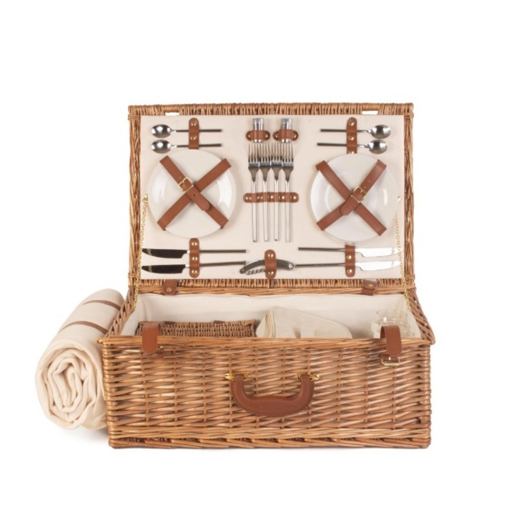 Deluxe Fully Fitted Traditional Wicker Picnic Basket