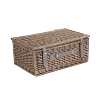 Grey Tweed Wicker Fitted Picnic Basket