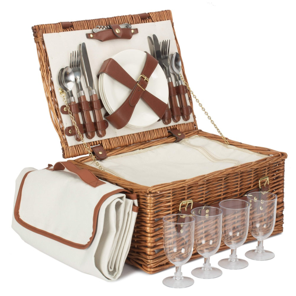 Classic Wicker Fitted Picnic Basket