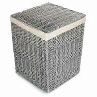 Grey Wash Square Laundry Basket with White Lining