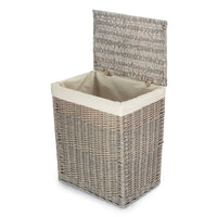 Slim Grey Wash Wicker Laundry Basket