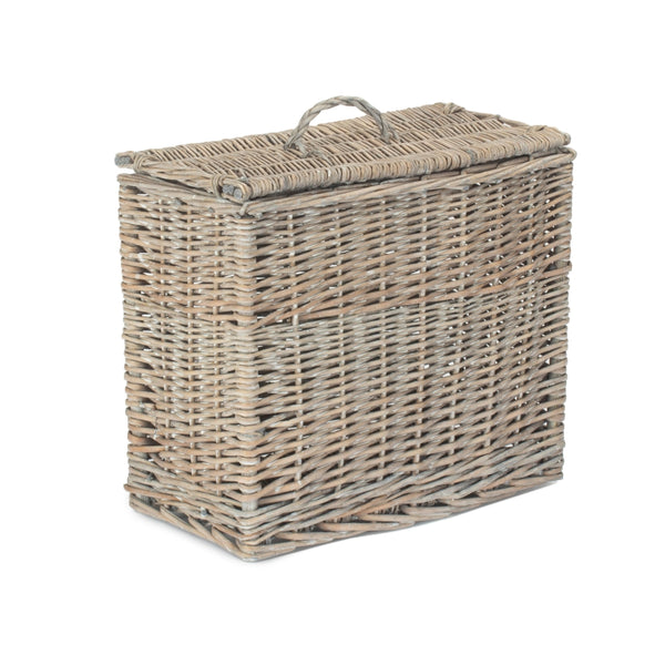 Red Hamper Grey Wash Rectangular Toilet Tidy Lidded Basket