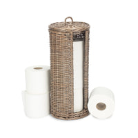 Open Round Rattan 3 Toilet Roll Holder