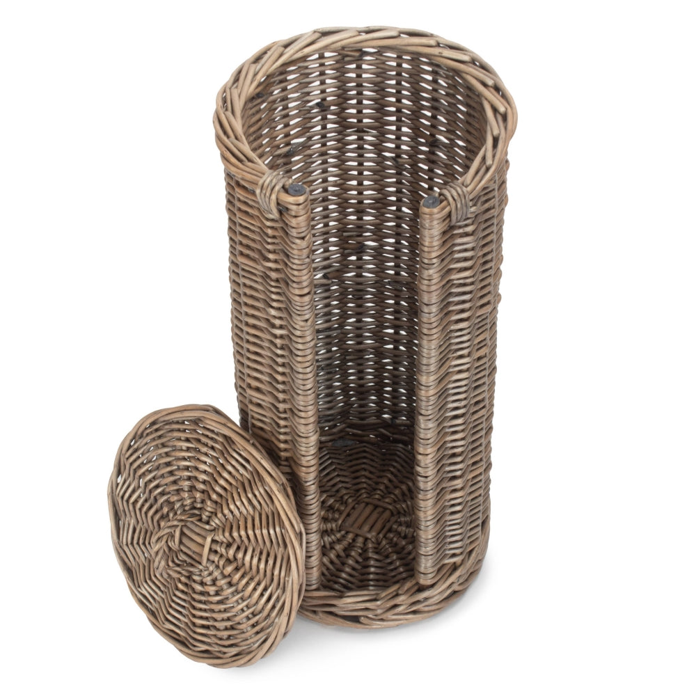 Open Round Rattan 3 Toilet Roll Holder