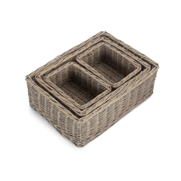 Wicker Grey Wash Storage Tray