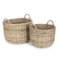 Red Hamper Curved Base Rattan Storage Basket