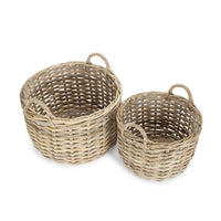 Red Hamper Curved Base Rattan Storage Basket