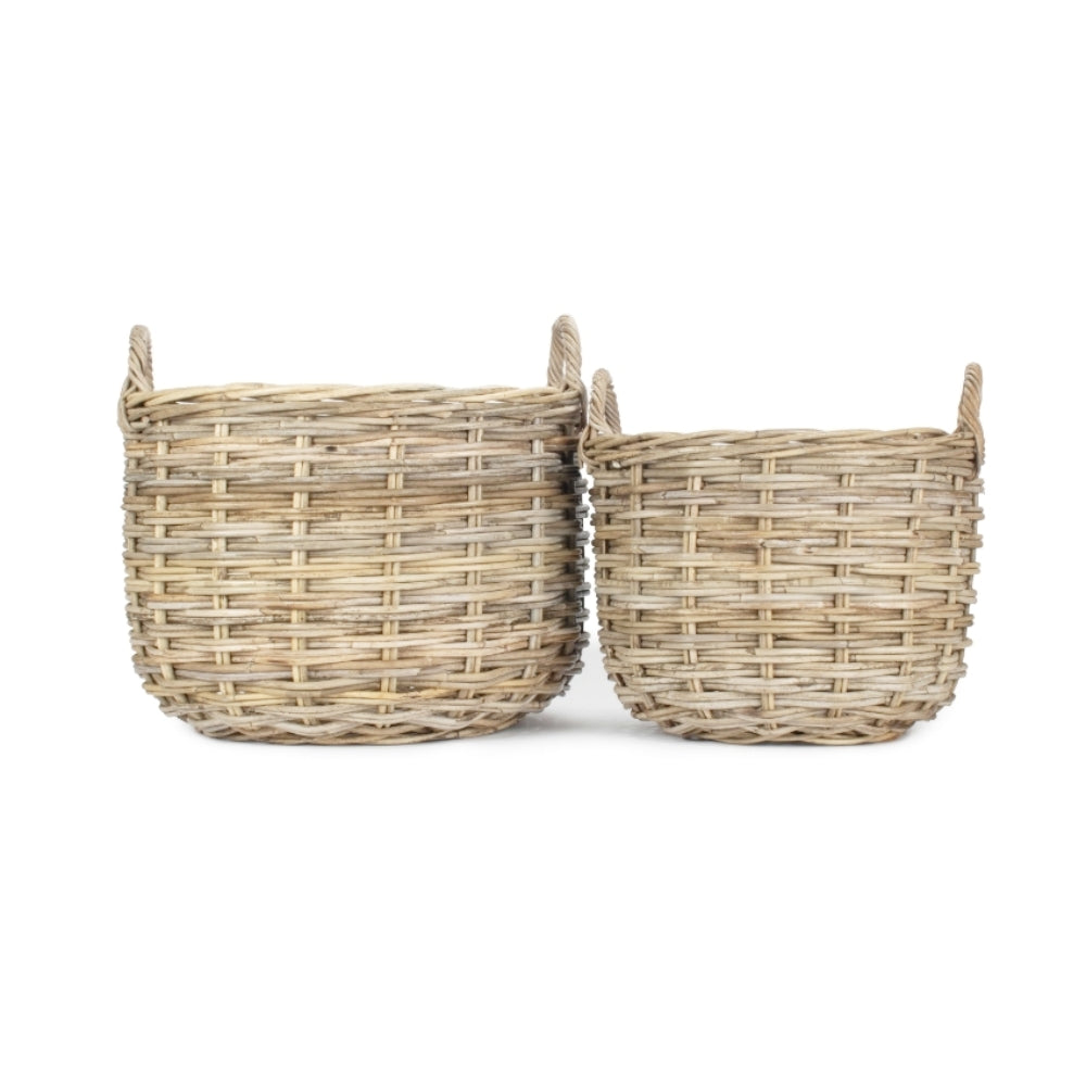 Red Hamper Curved Base Rattan Storage Basket