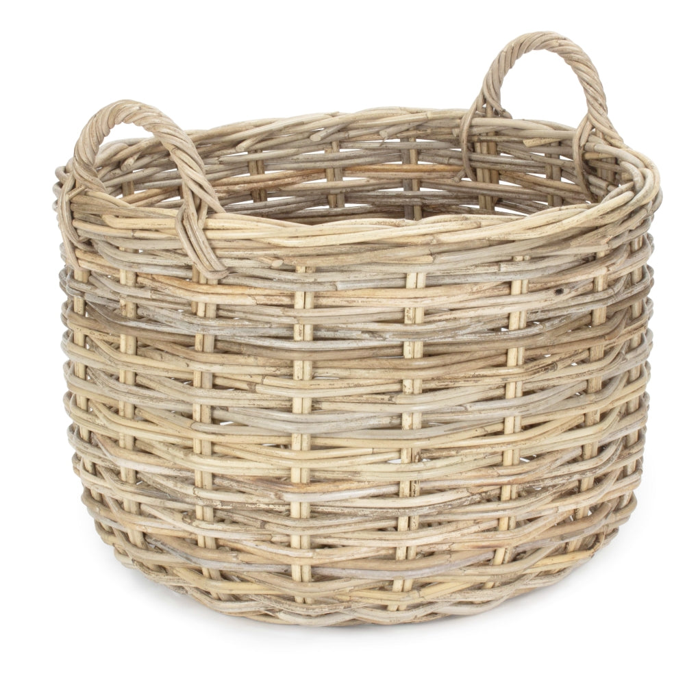 Red Hamper Curved Base Rattan Storage Basket