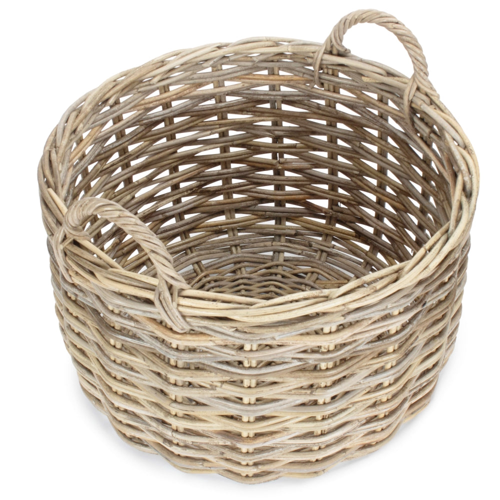 Red Hamper Curved Base Rattan Storage Basket