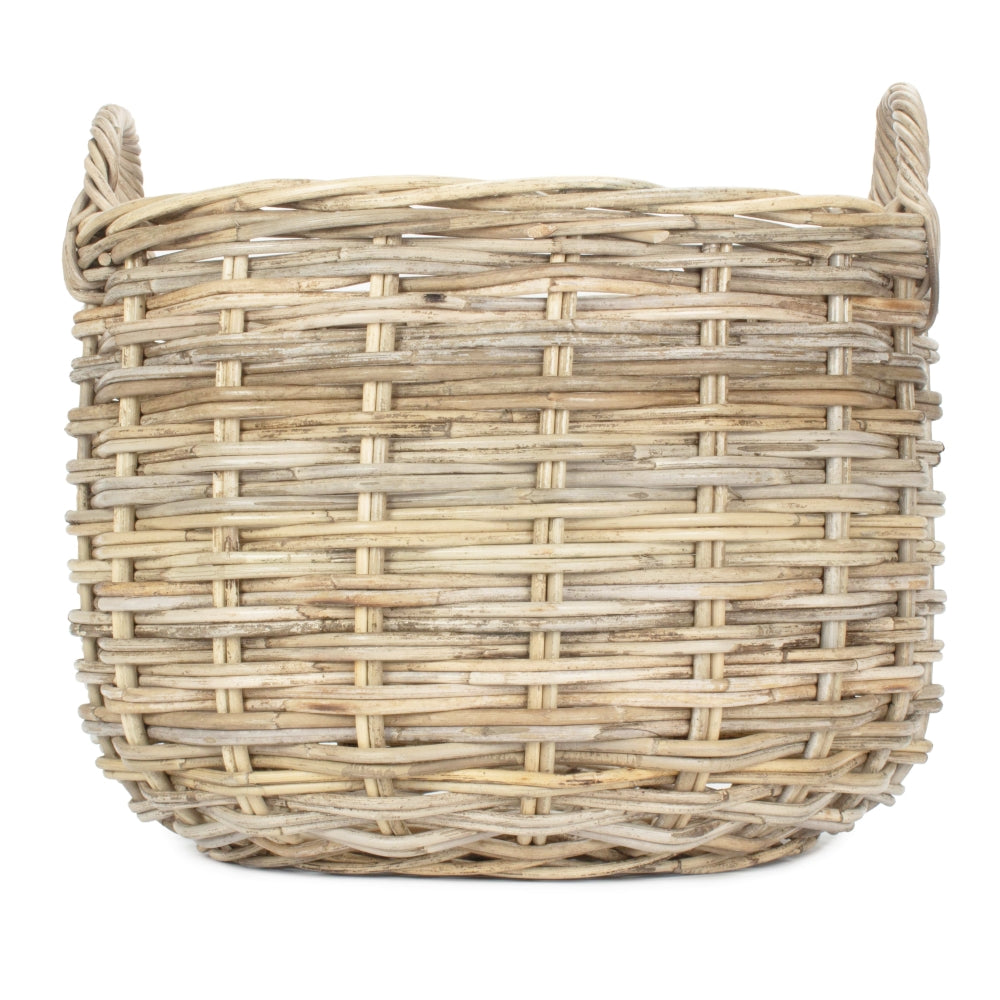 Red Hamper Curved Base Rattan Storage Basket