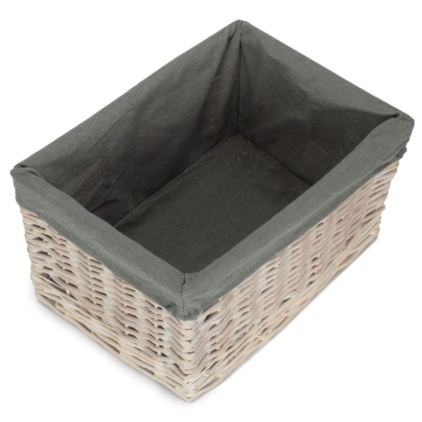 Red Hamper White Wash Grey Lined Open Storage Basket