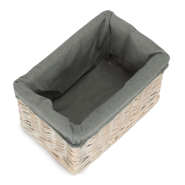 Red Hamper White Wash Grey Lined Open Storage Basket