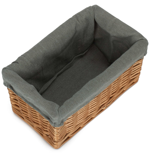 Red Hamper Double Steamed Grey Cotton Lined Willow Storage Baskets