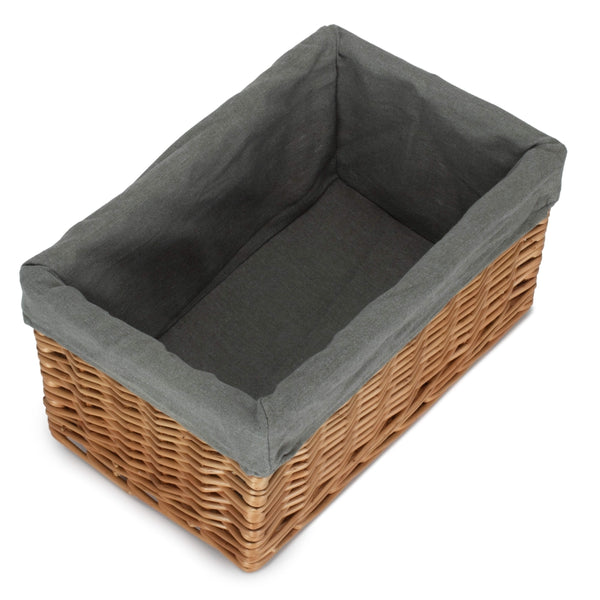 Red Hamper Double Steamed Grey Cotton Lined Willow Storage Baskets