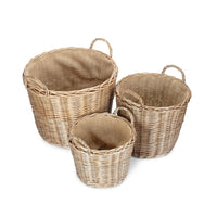 Red Hamper Chestnut Finish Wicker Round Lined Log Basket