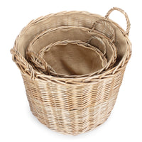 Red Hamper Chestnut Finish Wicker Round Lined Log Basket