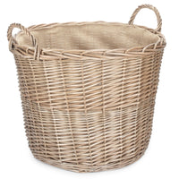 Red Hamper Chestnut Finish Wicker Round Lined Log Basket