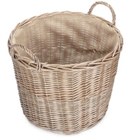 Red Hamper Chestnut Finish Wicker Round Lined Log Basket