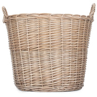 Red Hamper Chestnut Finish Wicker Round Lined Log Basket