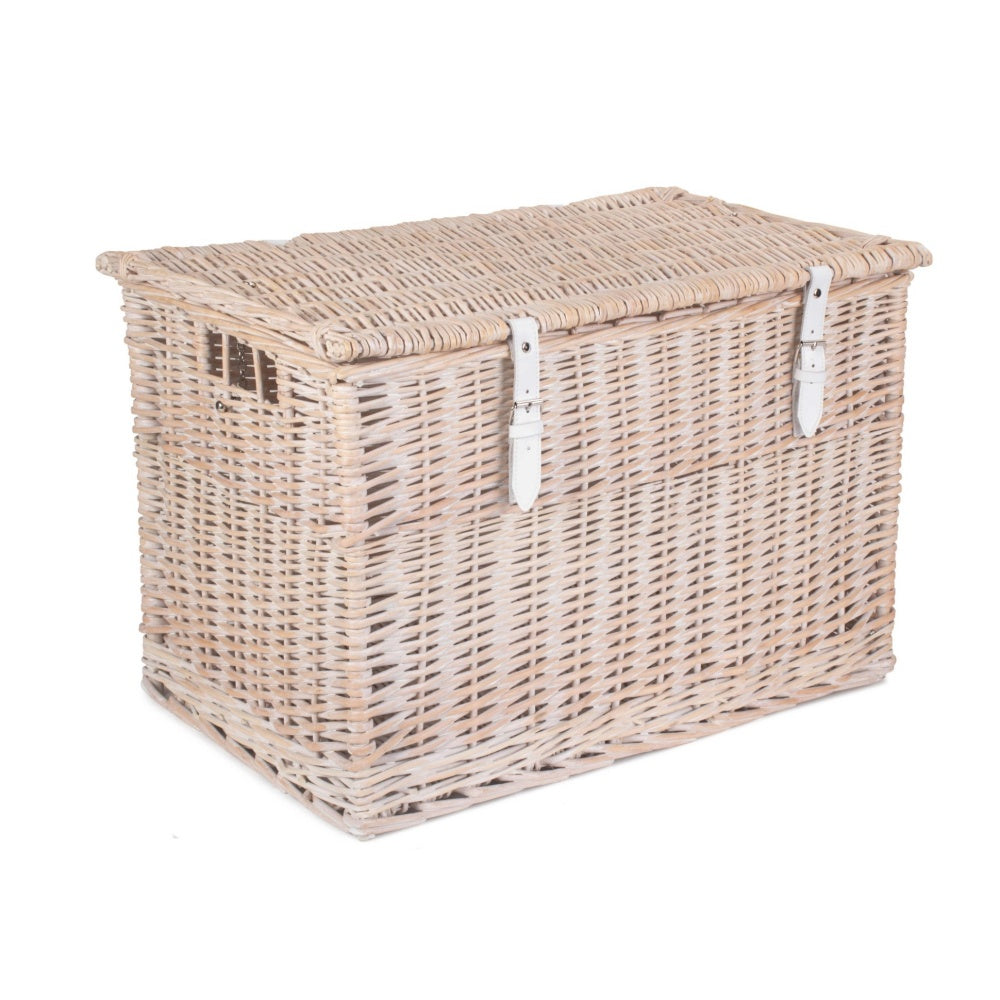 Red Hamper 60cm White Wash Chest Picnic Wicker Basket