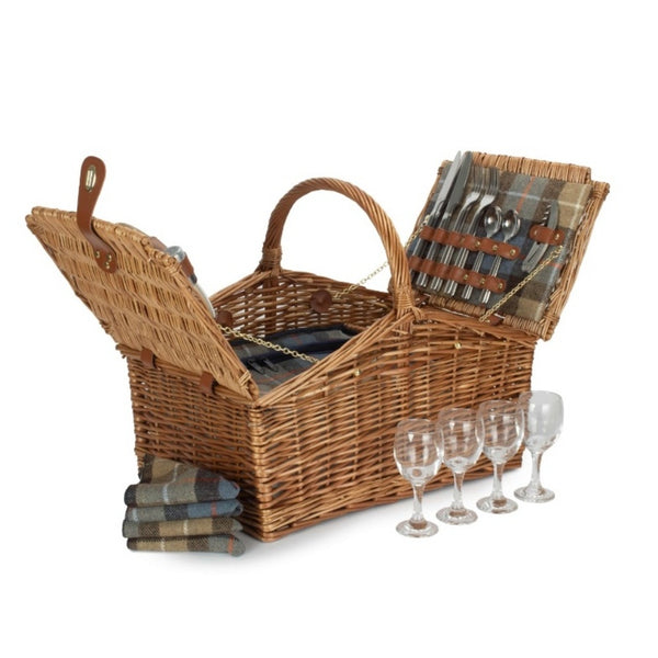 4 Person Ravenstor Double Lidded Fitted Wicker Picnic Basket