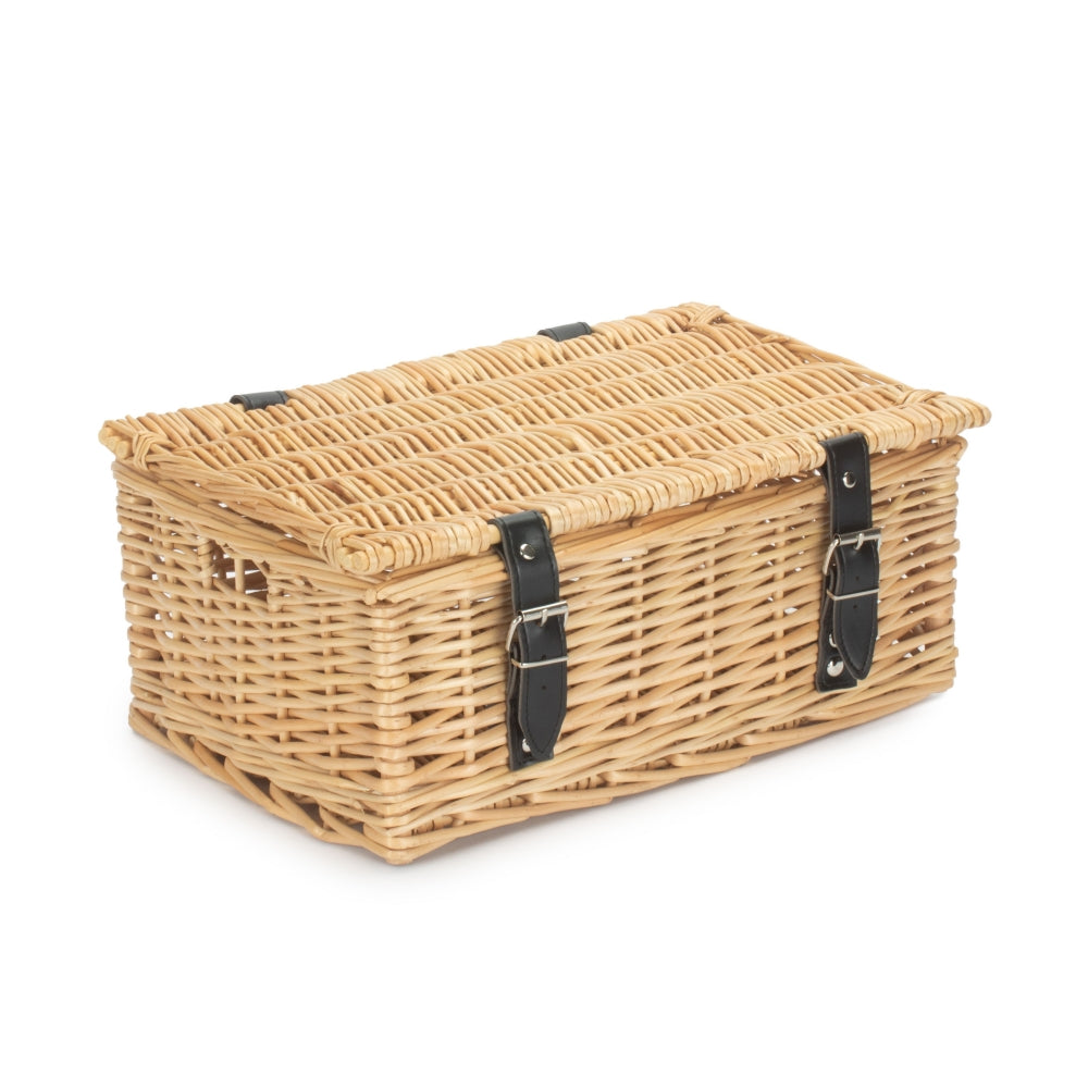 Red Hamper 36cm Buff Wicker Empty Picnic Basket