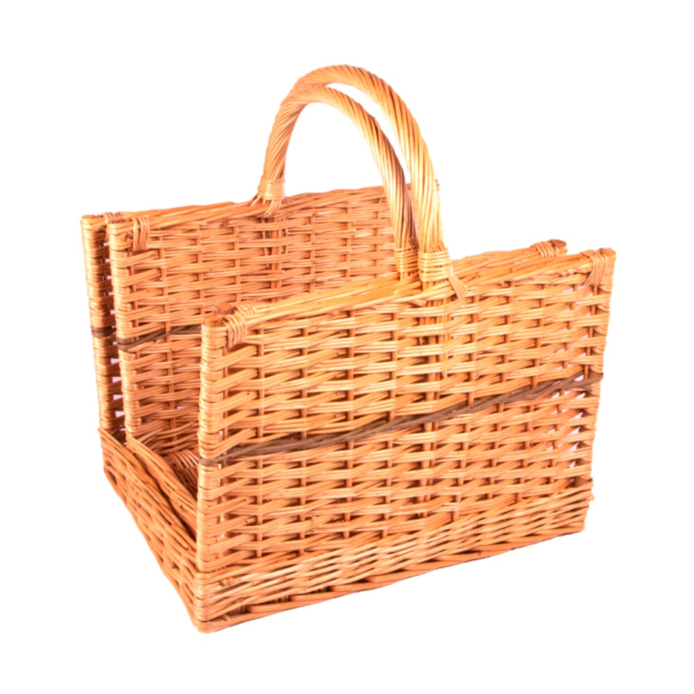 Set of 2 Open End Wicker Log Basket