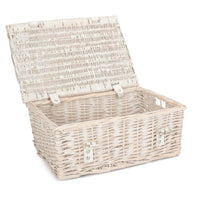 Red Hamper 35cm Empty Wicker Whitewash Picnic Basket