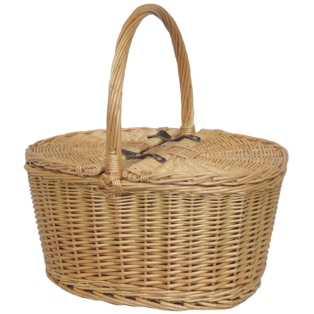 Red Hamper Buff Oval Butterfly Lidded Picnic Basket