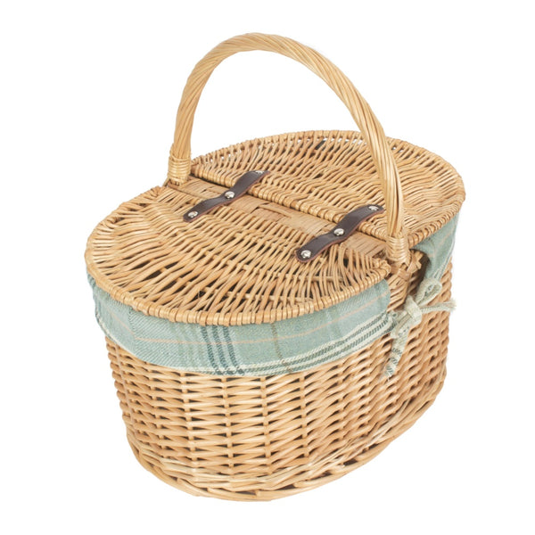 Red Hamper Buff Oval Butterfly Lidded Picnic Basket