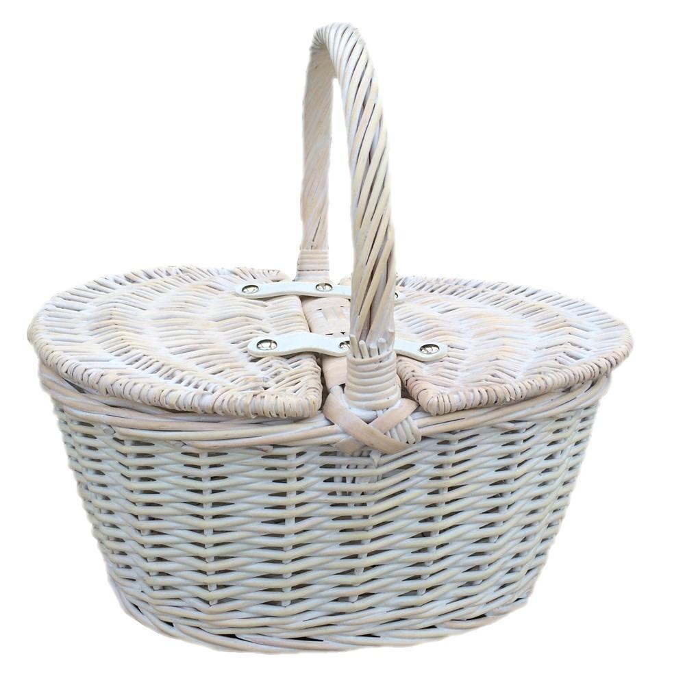 Red Hamper Childs White Wash Butterfly Lidded Wicker Basket