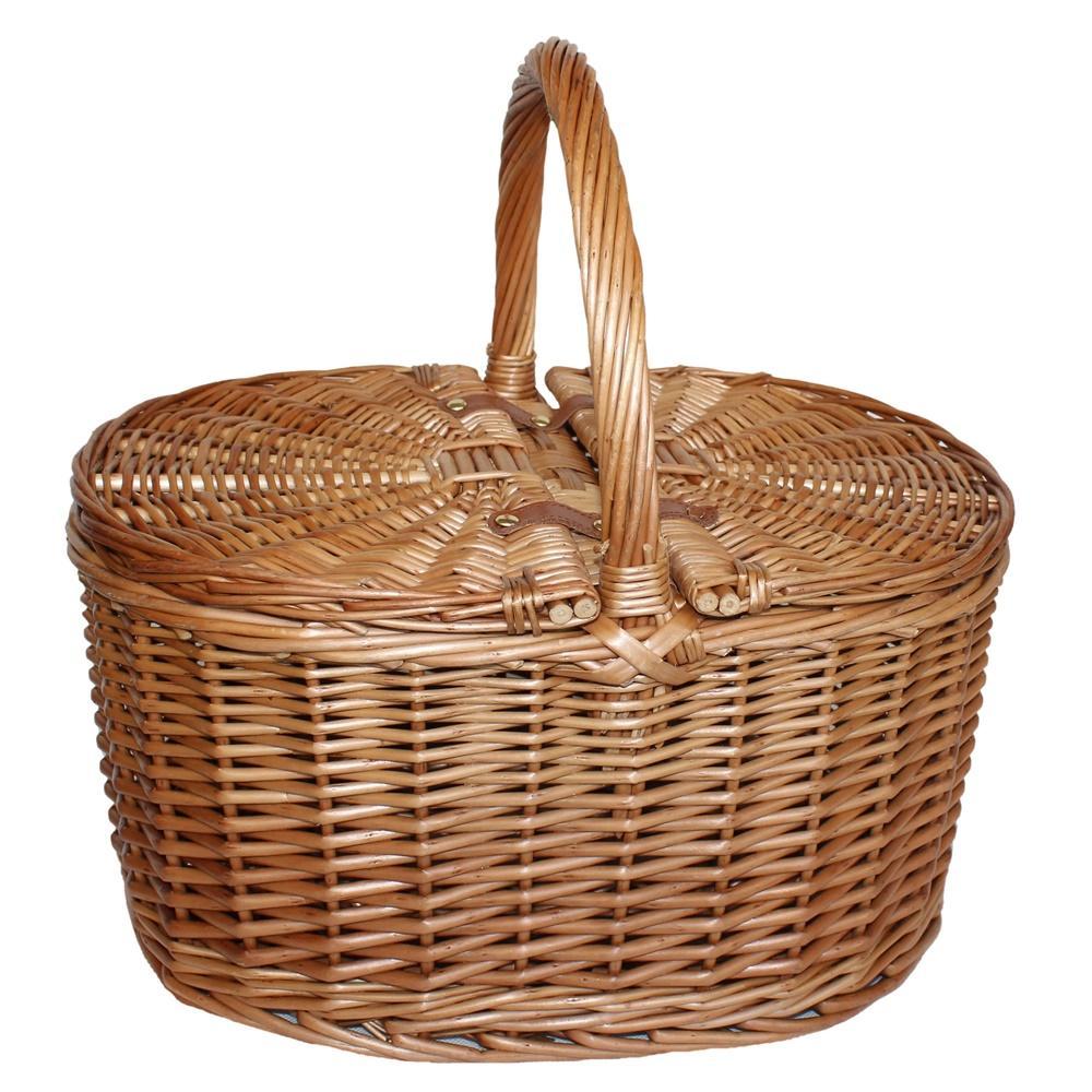 Red Hamper Large Light Steamed Oval Butterfly Lidded Picnic Basket