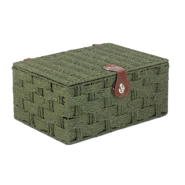 Red Hamper Twisted Green Paper Rope Picnic Basket