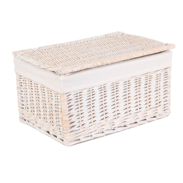 Red Hamper White Wash Steamed Cotton Lined Wicker Storage Basket